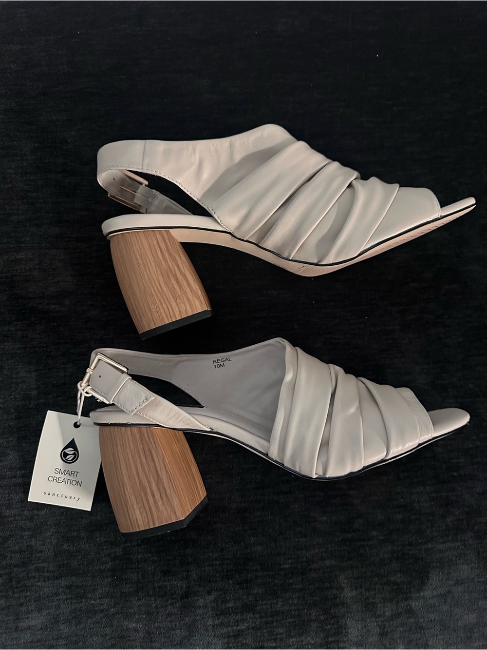 NWT Sanctuary Regal Slingback Block Heel Sandals Cream Size 10